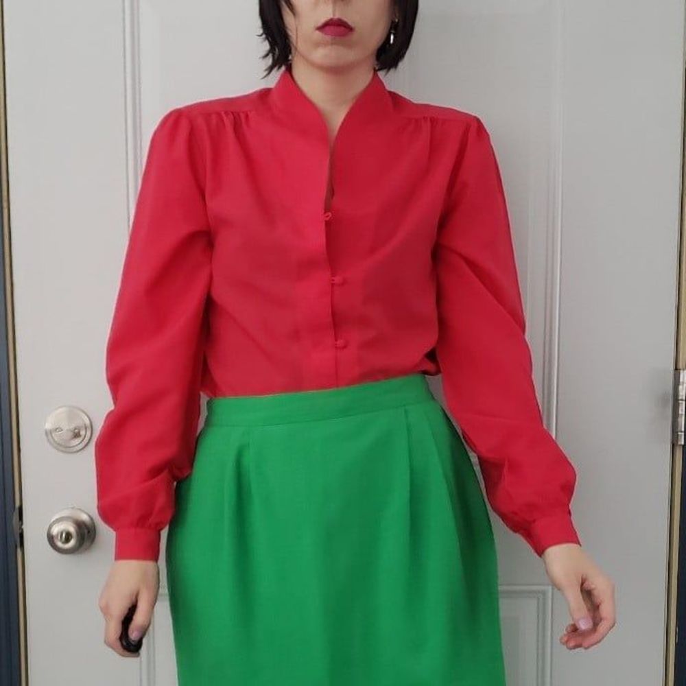 80s Red‎ Blouse